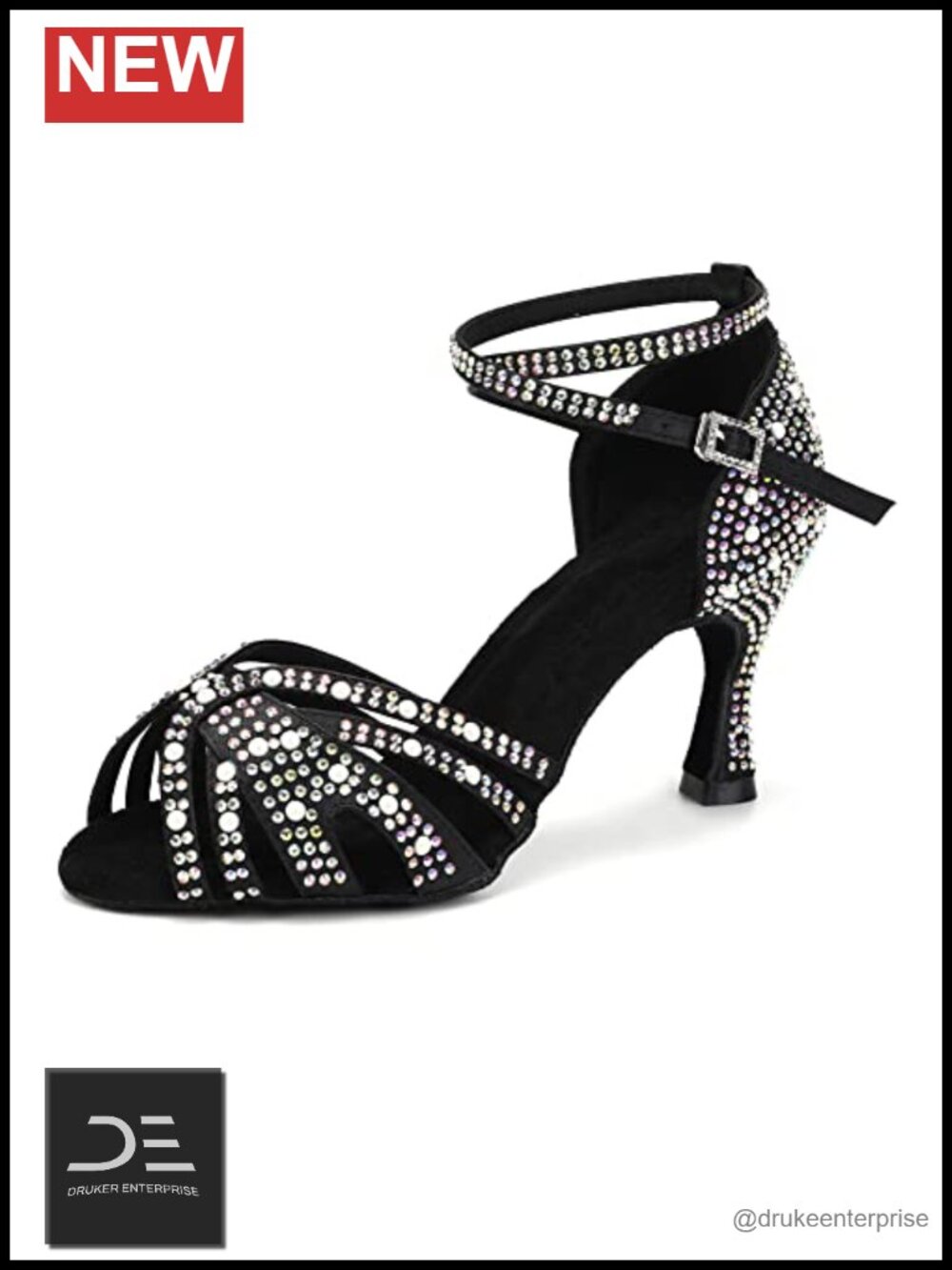 Women Latin Dance Shoes Rhinestones Sparkly Ballroom Salsa Performance Party
